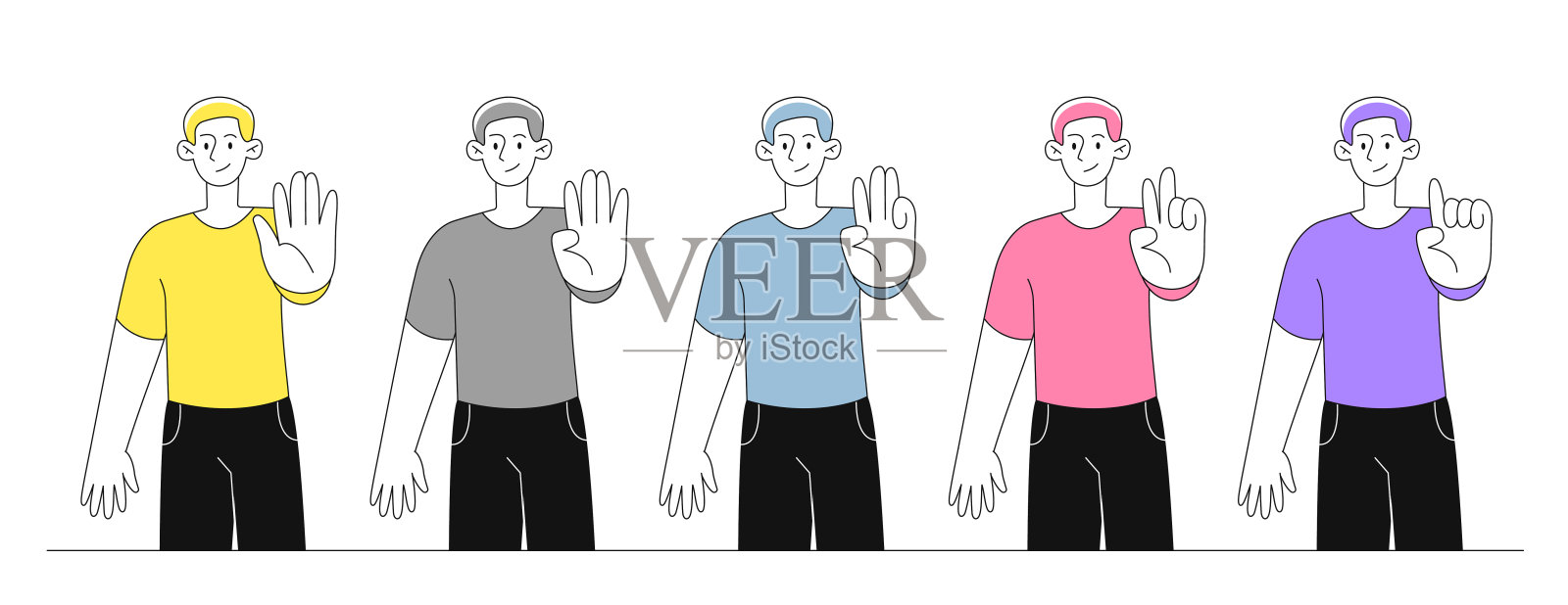 手指计数向量线插画图片素材