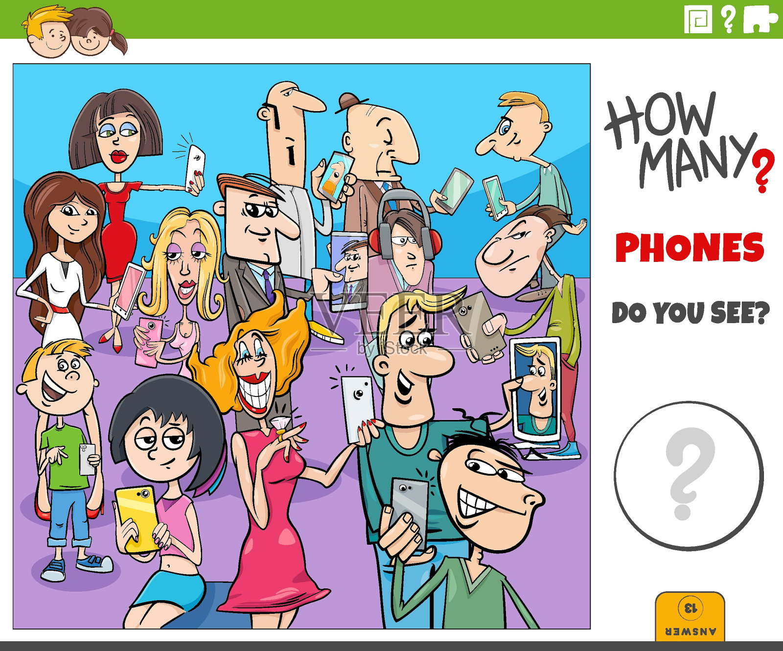 用手机计算卡通人物教育活动插画图片素材