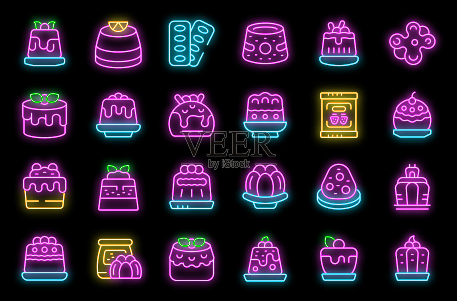 明胶图标霓虹灯插画图片素材