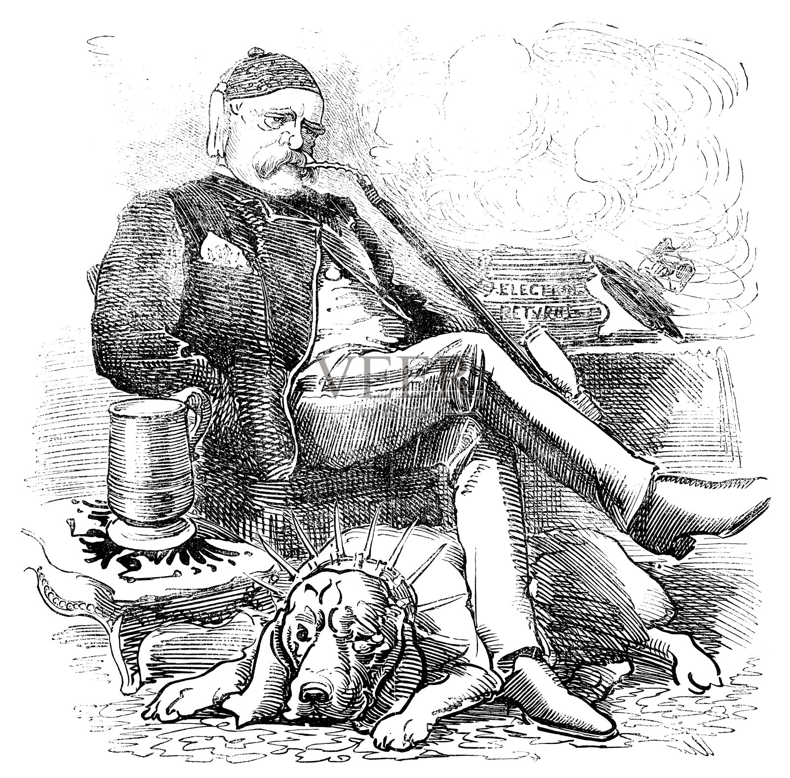 英国讽刺漫画插画图片素材