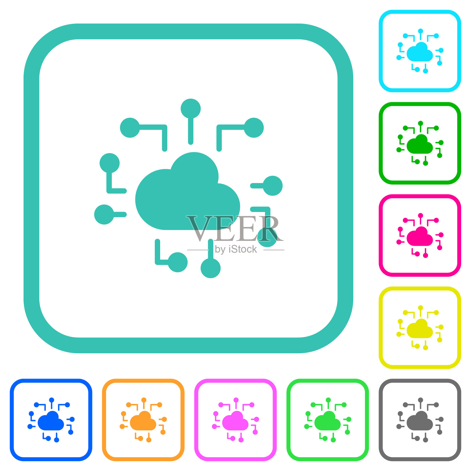 云技术立体生动的彩色平面图标插画图片素材