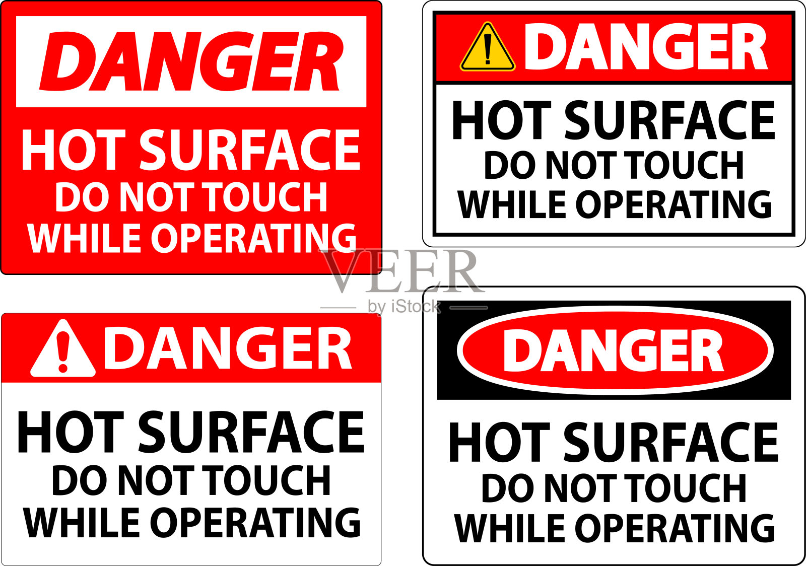 危险标志热表面-操作时请勿触摸插画图片素材