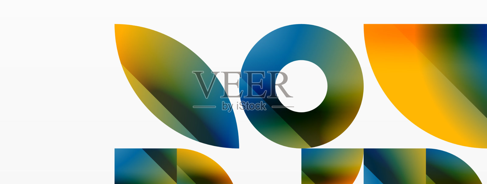 圆形和各种形状汇聚成时尚插画图片素材