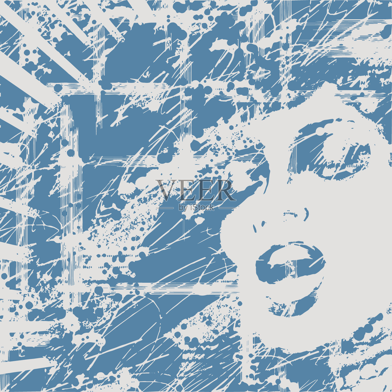 一个穿着高领连衣裙的黑皮肤歌手的肖像插画图片素材