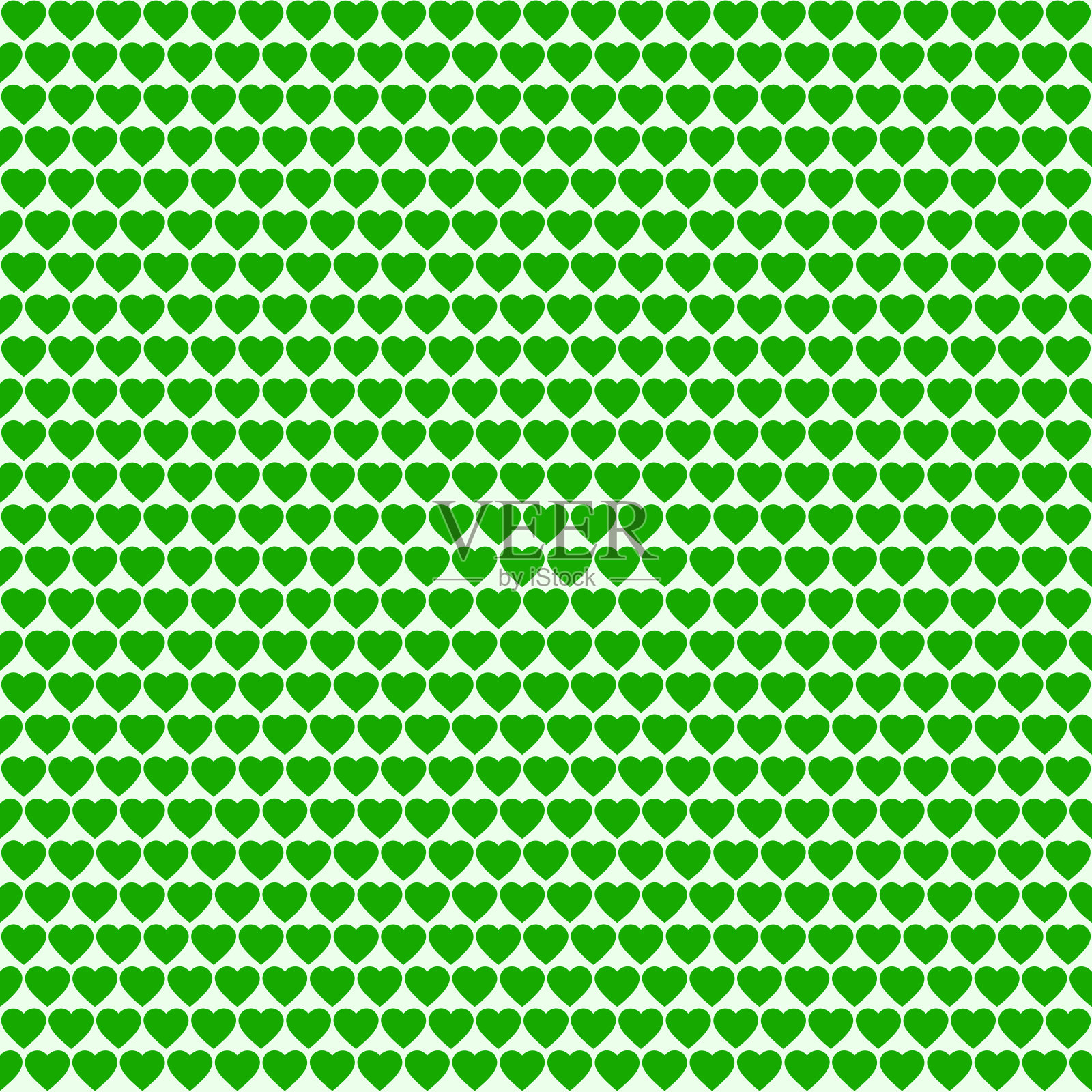 充满活力的绿色心形图案背景，无缝背景插画图片素材