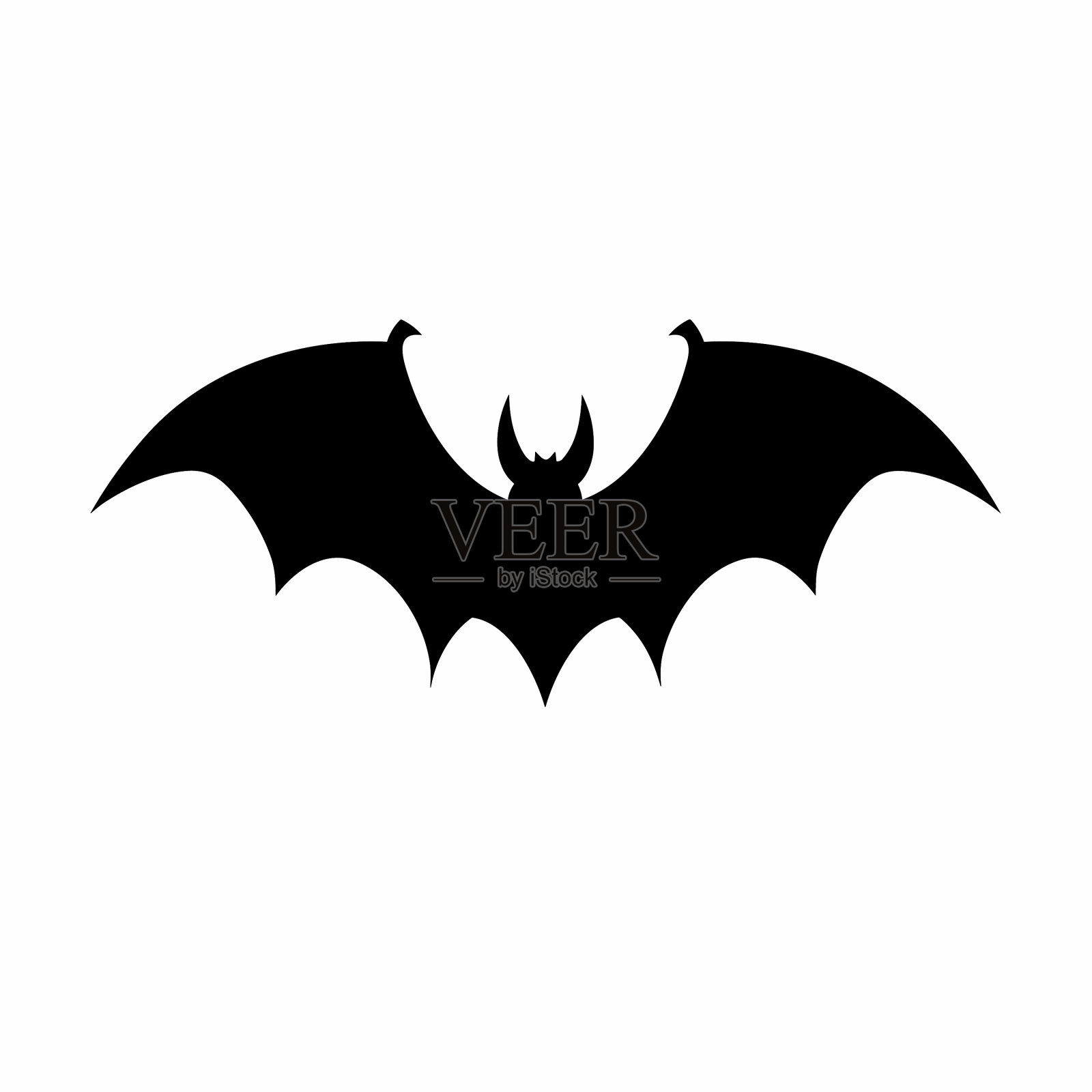 蝙蝠黑色图标在白色背景蝙蝠轮廓插画图片素材