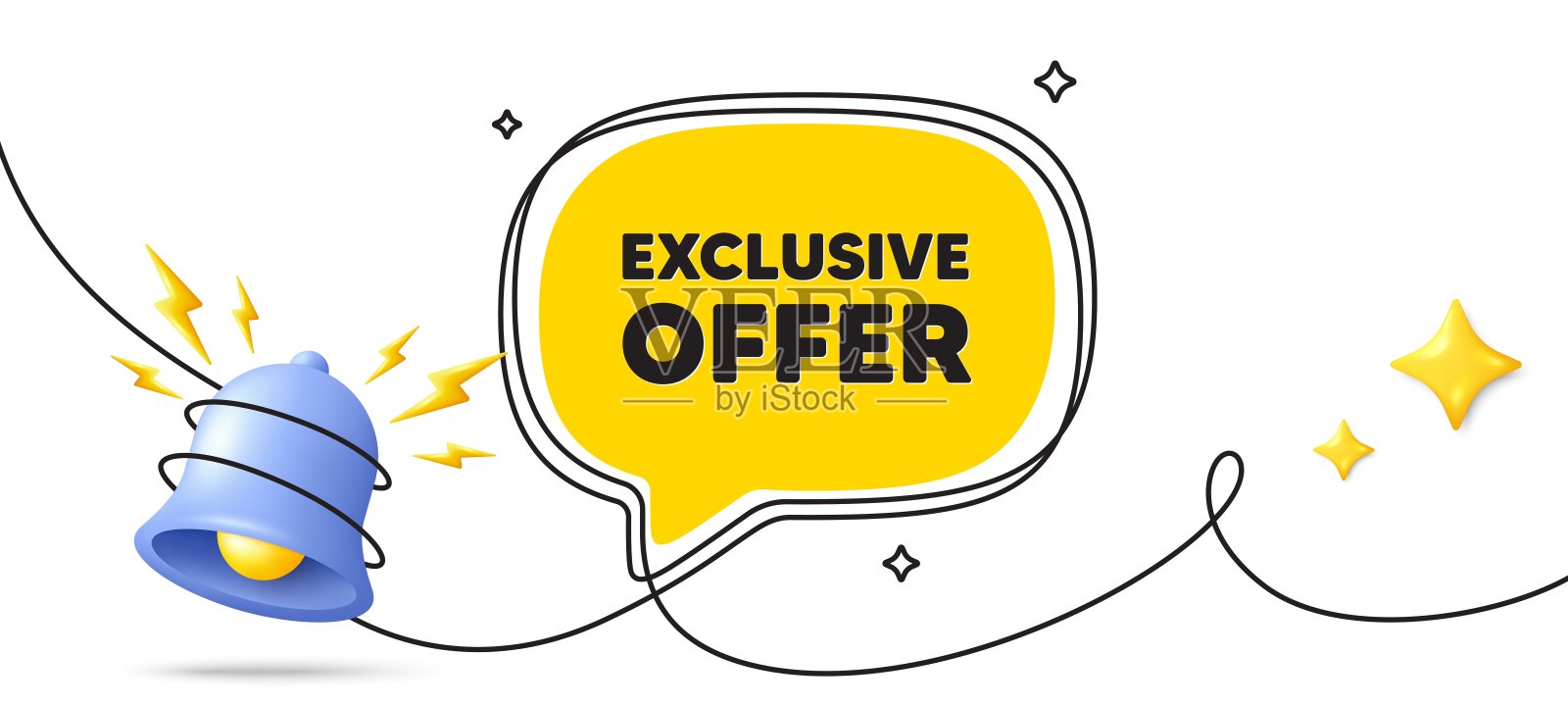 独家报价标签。销售价格标志。连续线条艺术横幅。向量插画图片素材