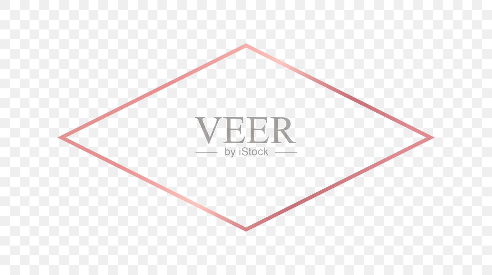 玫瑰金发光菱形框架插画图片素材