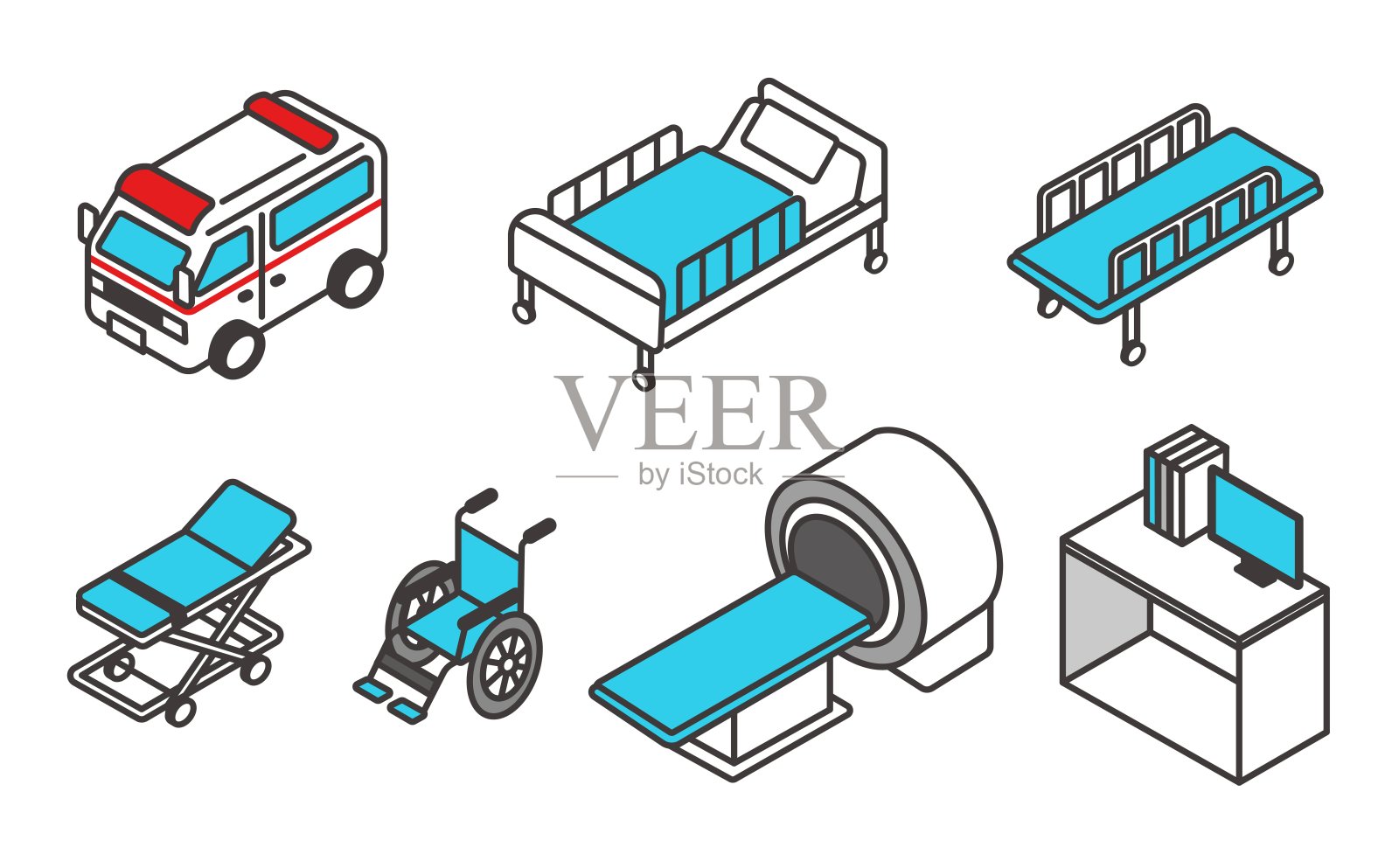 矢量插图材料的医学相关的等距图标插画图片素材