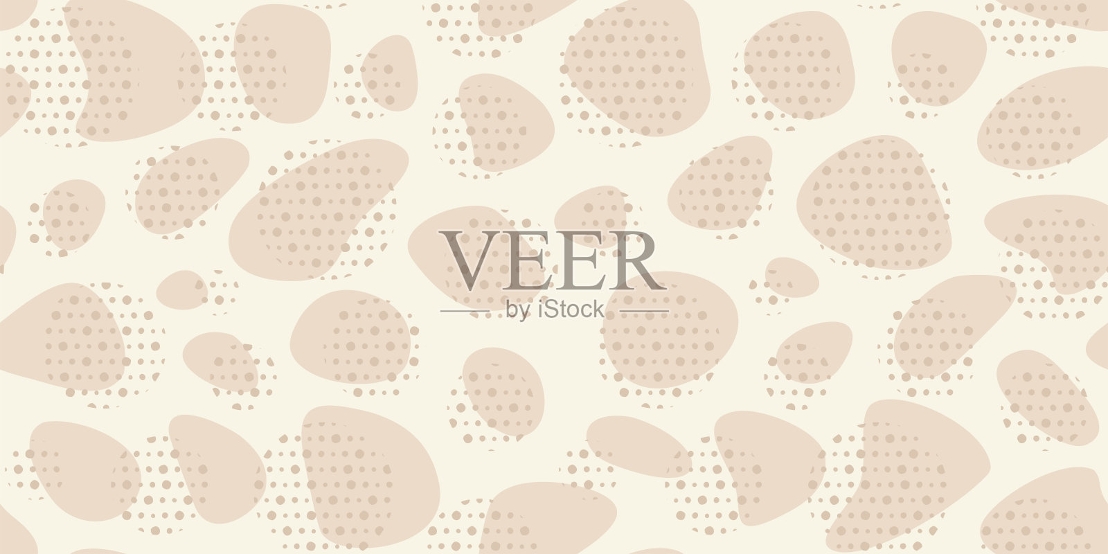 抽象的米色无缝图案，在鹅卵石形状的斑点上有圆形的小点插画图片素材