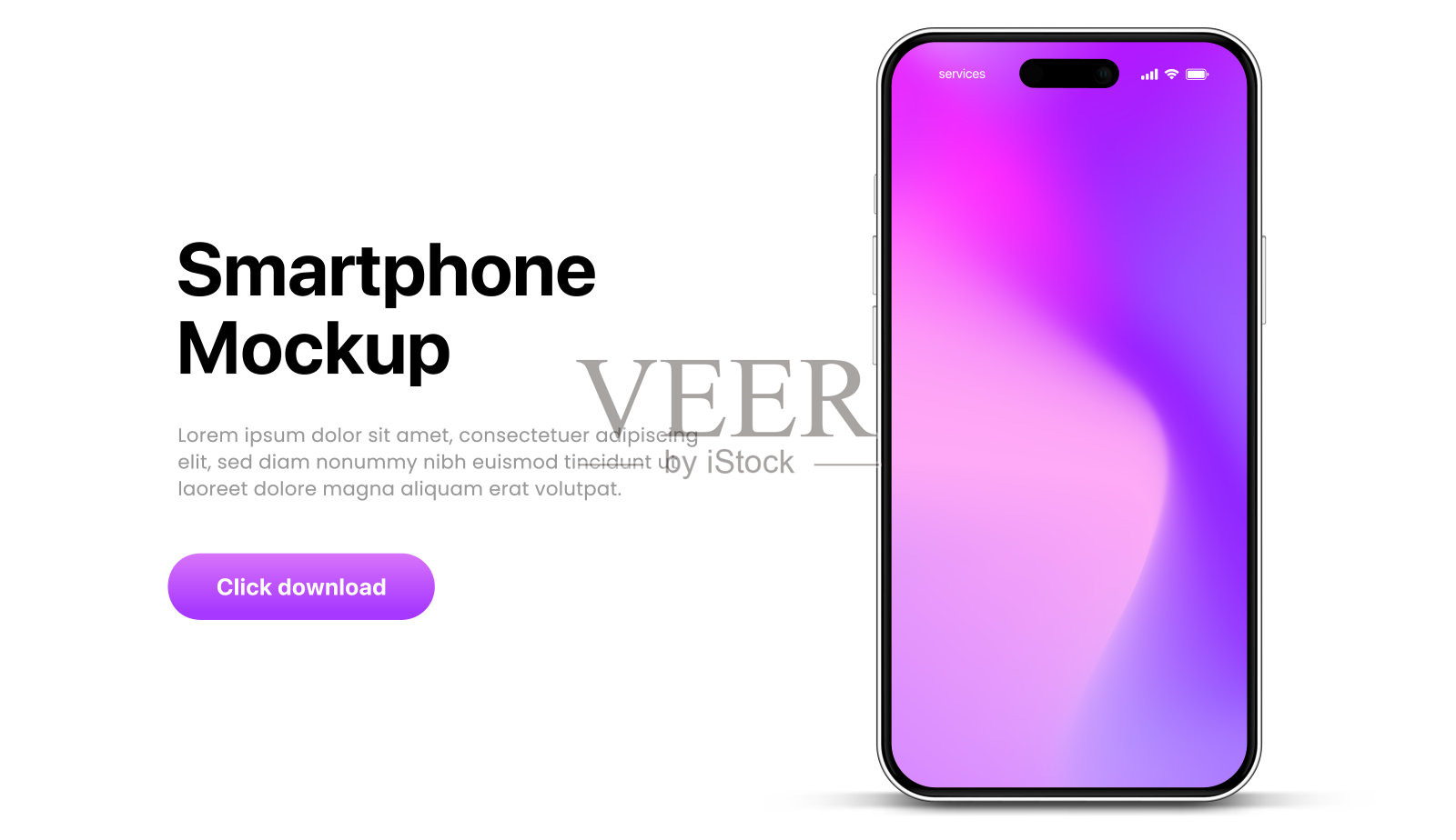 3D逼真的高质量智能手机模型与孤立的背景。智能手机模型收集。设备前视图。3D手机与阴影在白色背景。插画图片素材