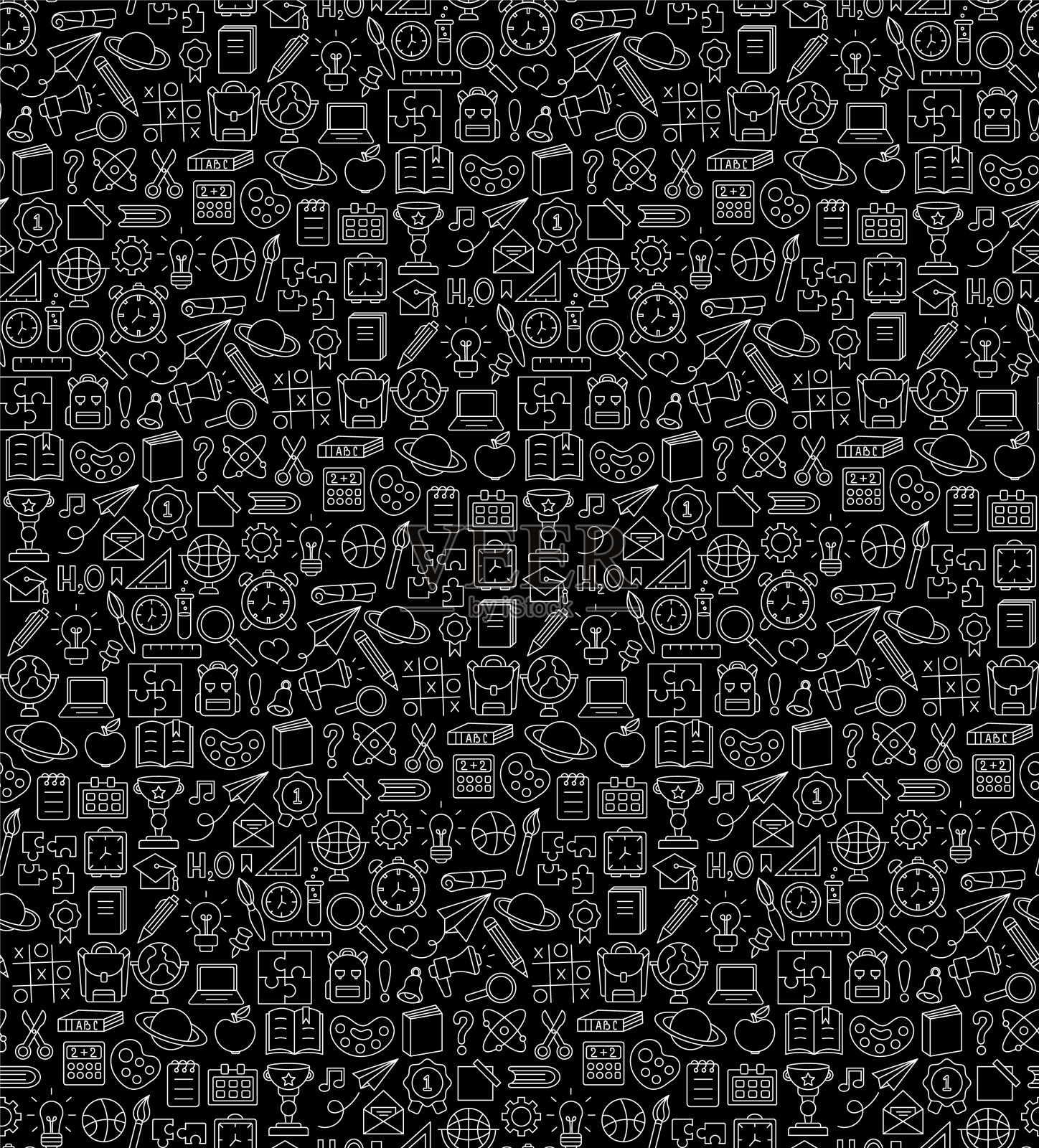 回到学校。图案无缝的学校学习文具。教育儿童配件。矢量对象的设计。图形贴片元素儿童学习。插画图片素材