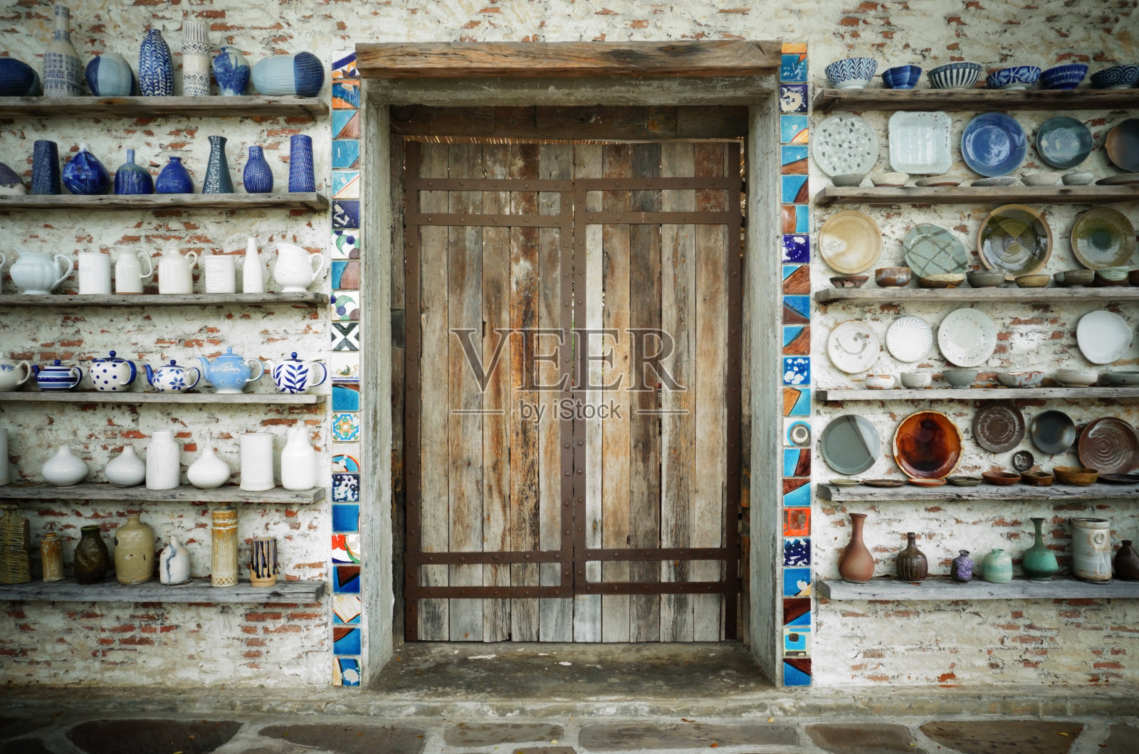 陶瓷、装饰品、材料、图案、板材、复古复古风格。照片摄影图片