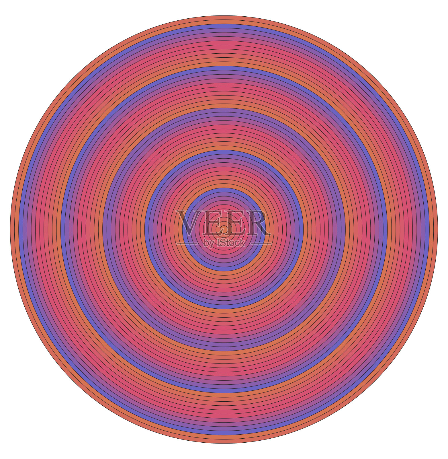 颜色填充同心圆元素。圆形几何形状。元素平面网页设计，模板印刷，纺织，包装，装饰，矢量插图插画图片素材