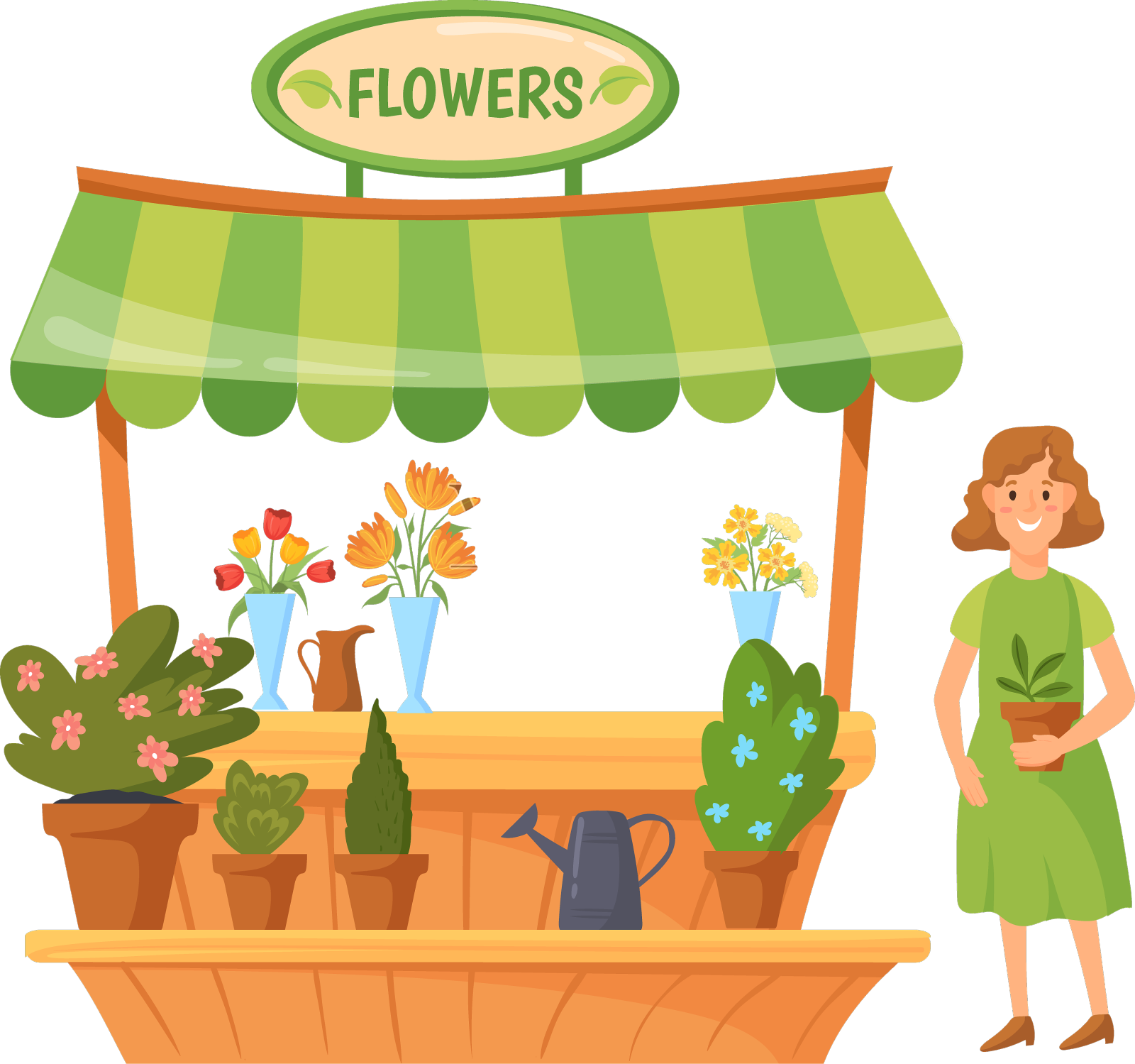 花街市集店卡通小卖部设计元素图片