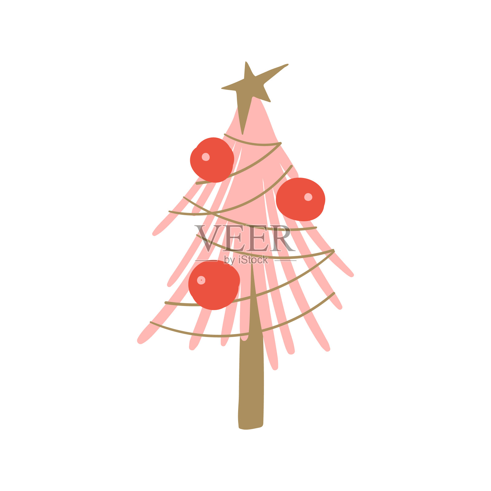 手绘圣诞树插画图片素材