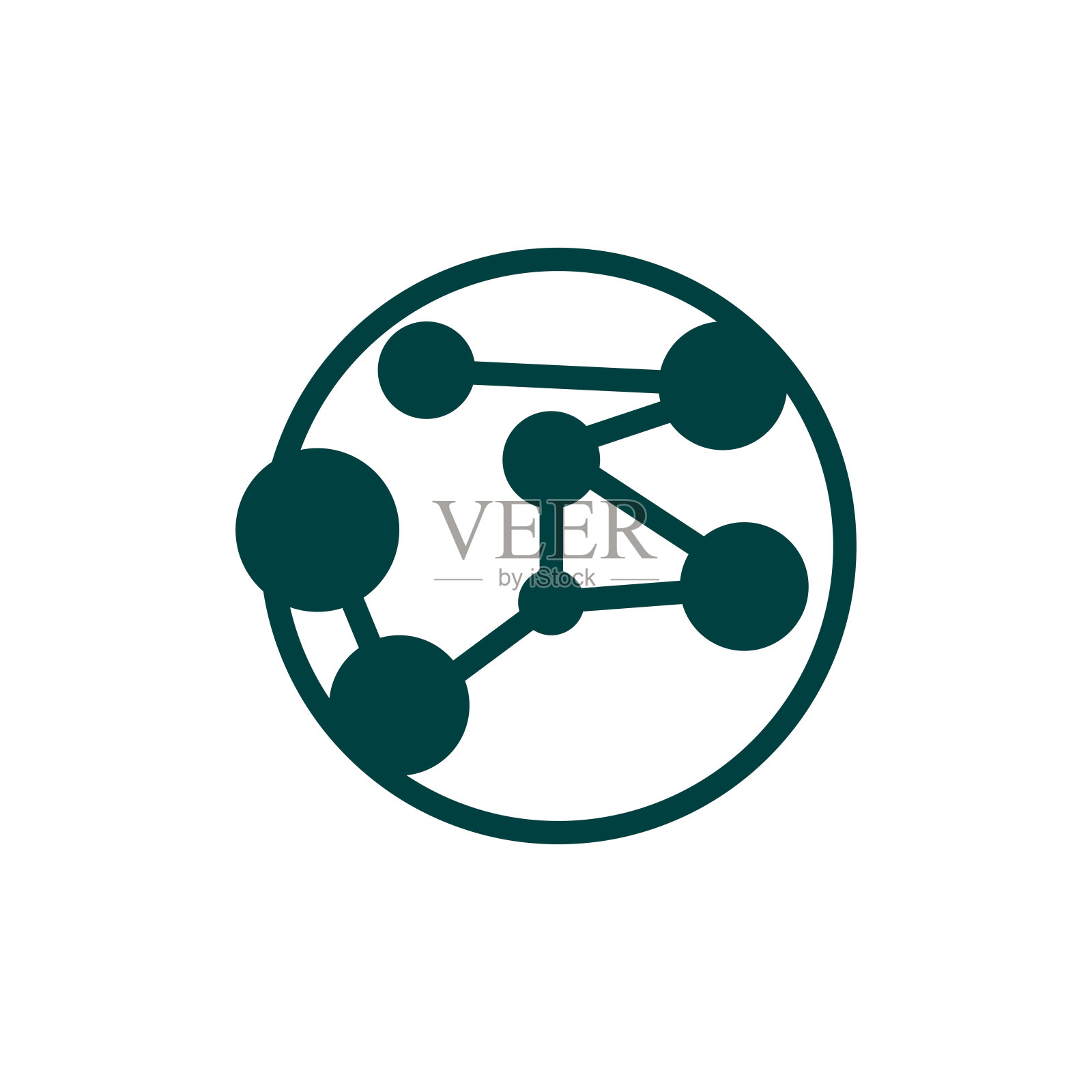 神经元标志，细胞Dna网络矢量，和粒子技术，简单的插图模板设计插画图片素材