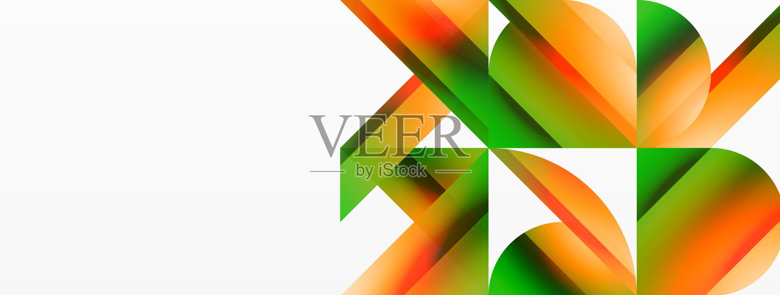 充满活力的颜色，三角形和圆圈在白色插画图片素材