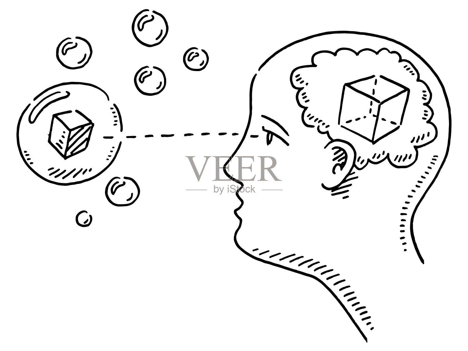 眼睛视觉大脑感知绘图插画图片素材