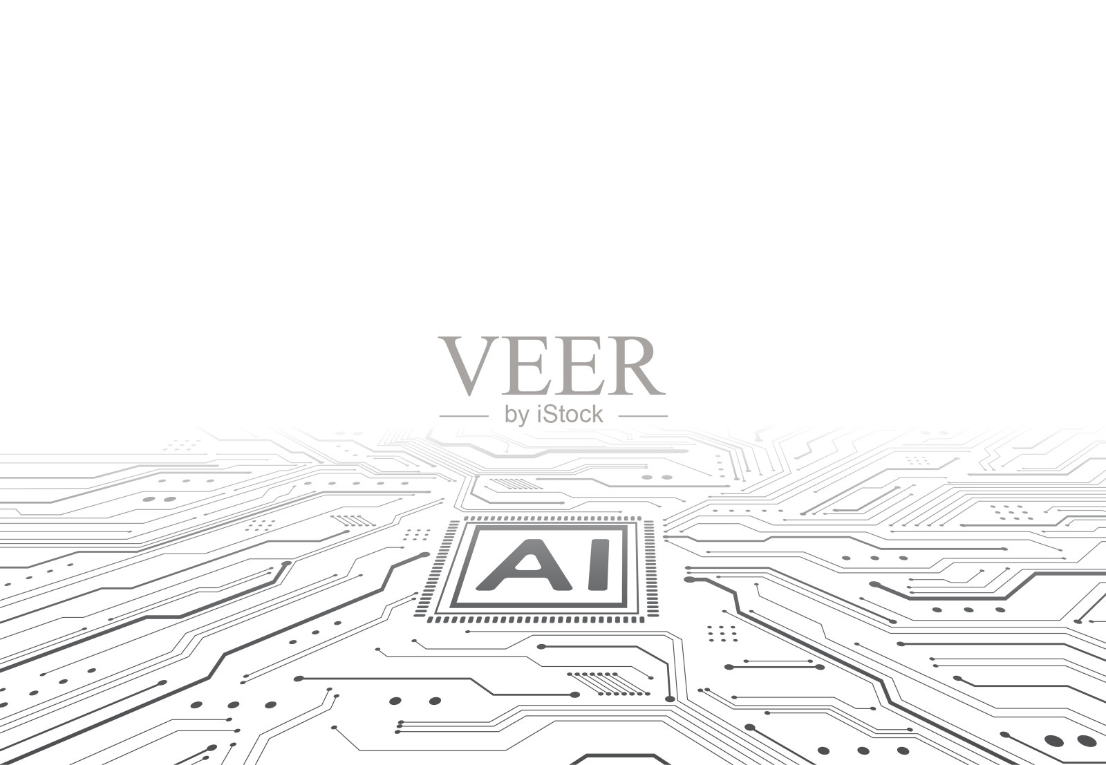 人工智能芯片组在电路板上的未来概念技术艺术品的网页，横幅，卡片，封面。矢量图插画图片素材