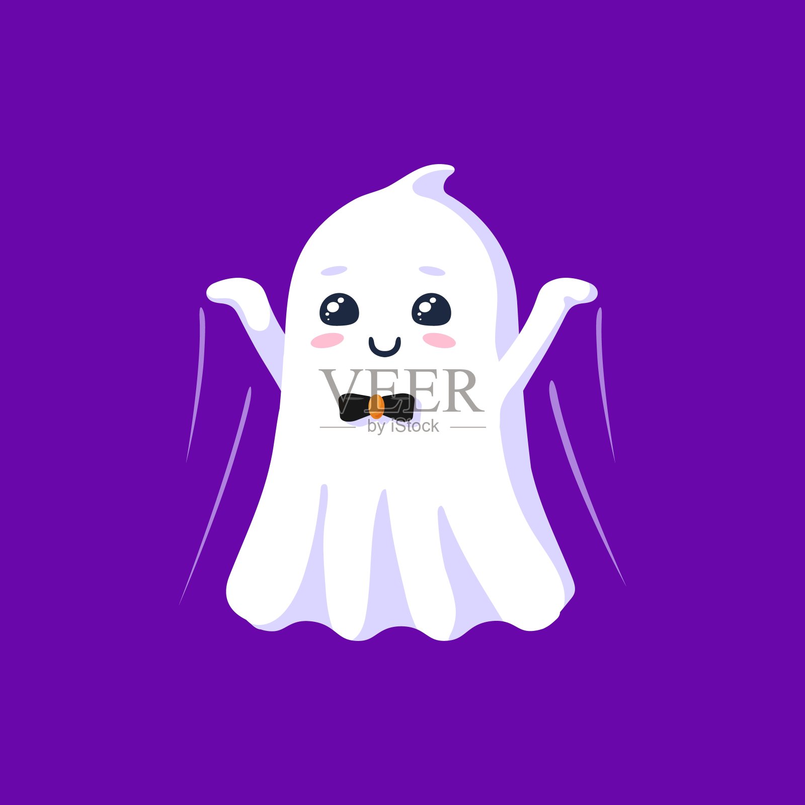 万圣节卡哇伊幽灵角色迅速飞行插画图片素材