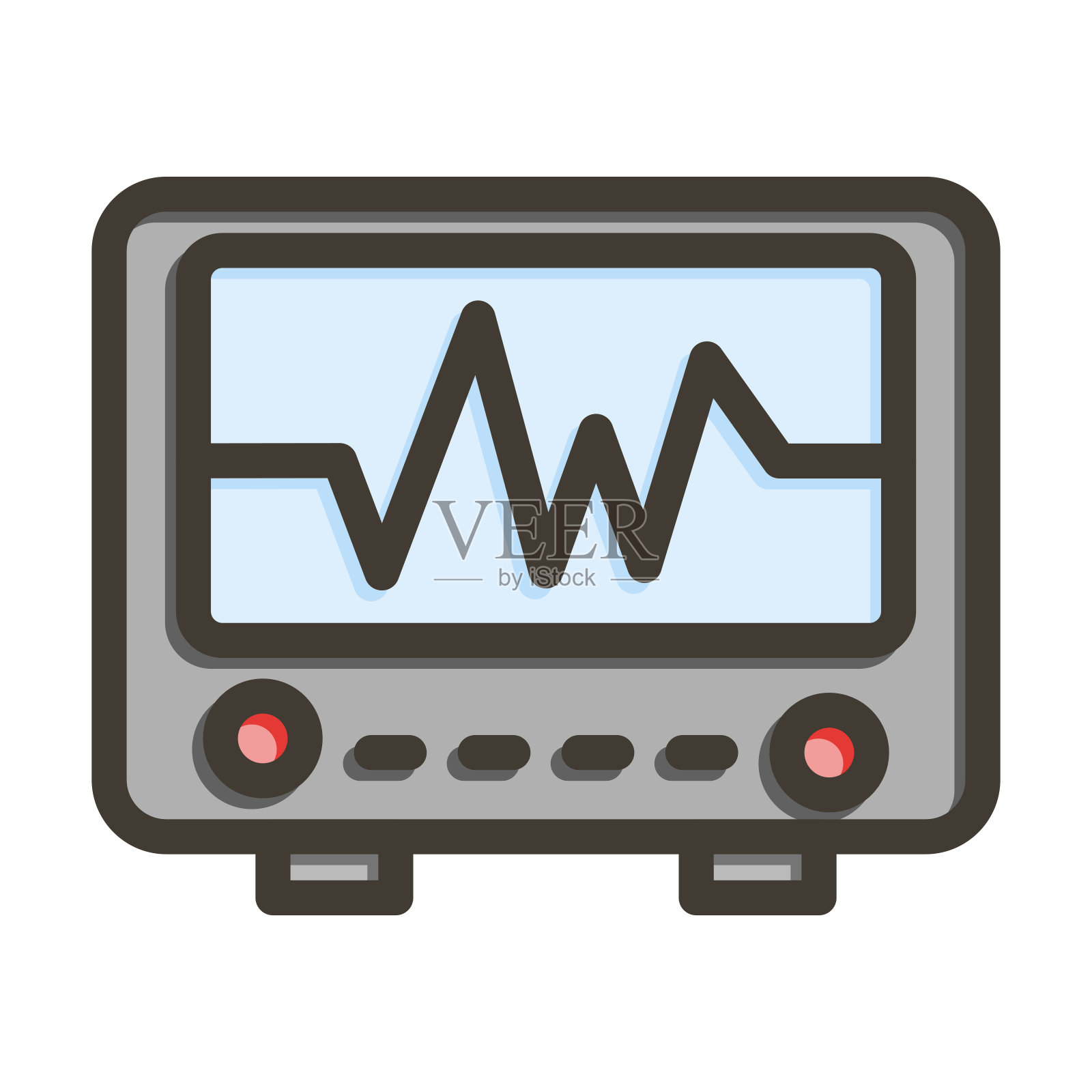 心电图矢量粗线填充颜色图标为个人和商业用途。插画图片素材