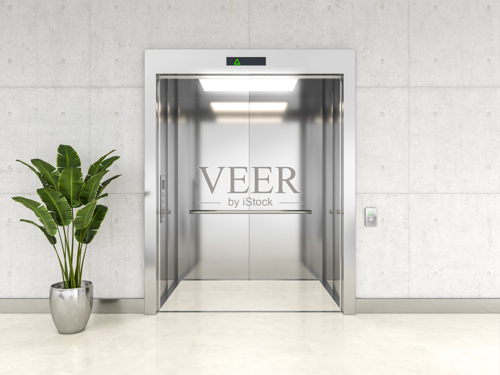 现代钢制电梯内部照片摄影图片