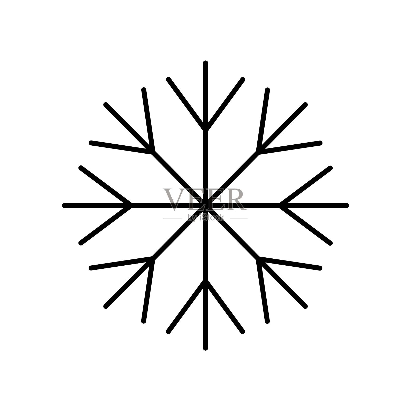 雪花图标孤立在一个白色的背景。矢量插图。插画图片素材