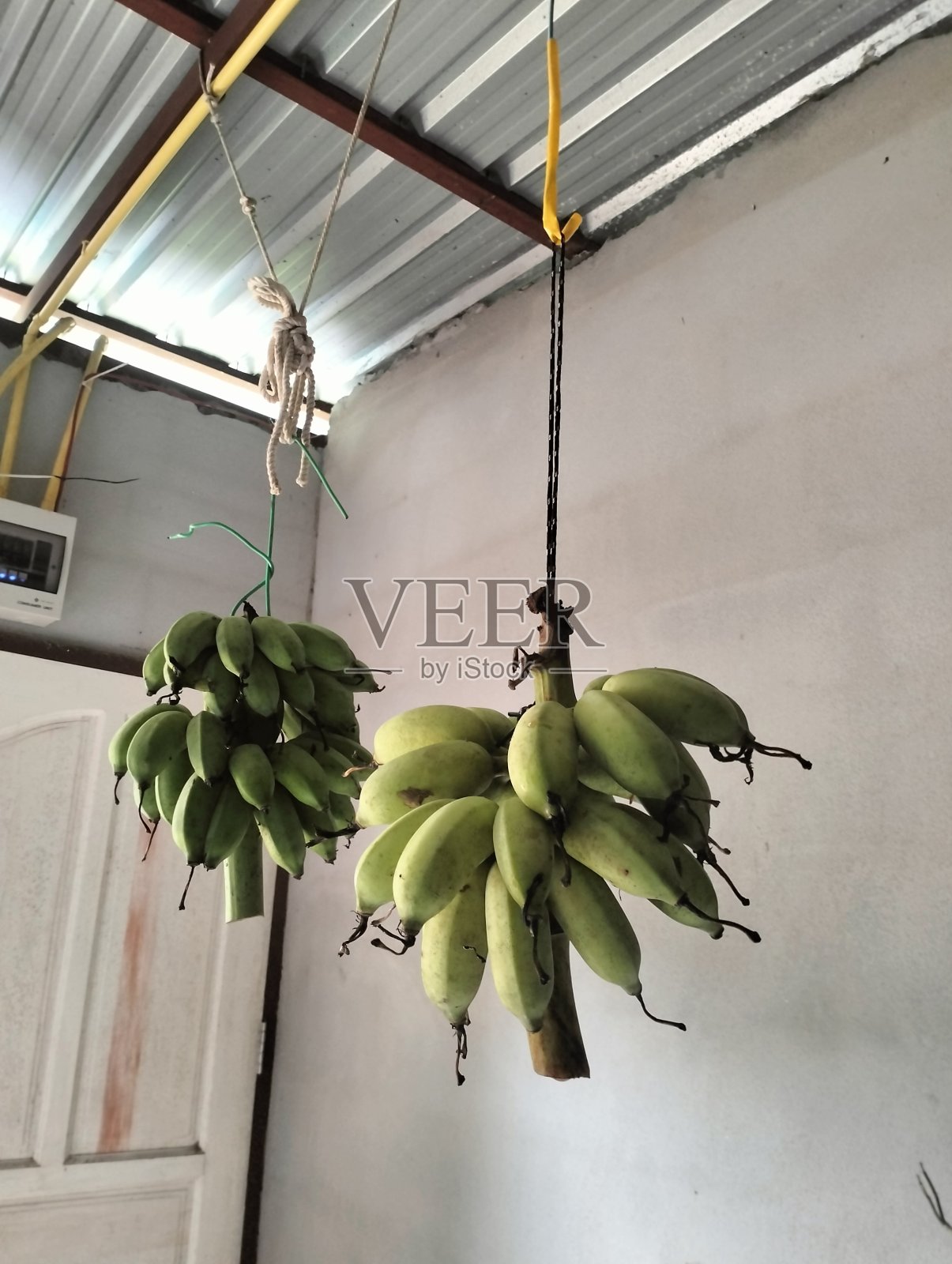 挂着老南瓦香蕉照片摄影图片