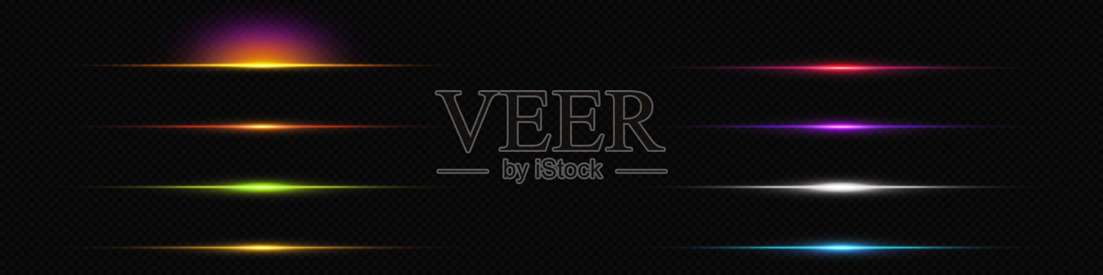 现实的一套彩色光线插画图片素材