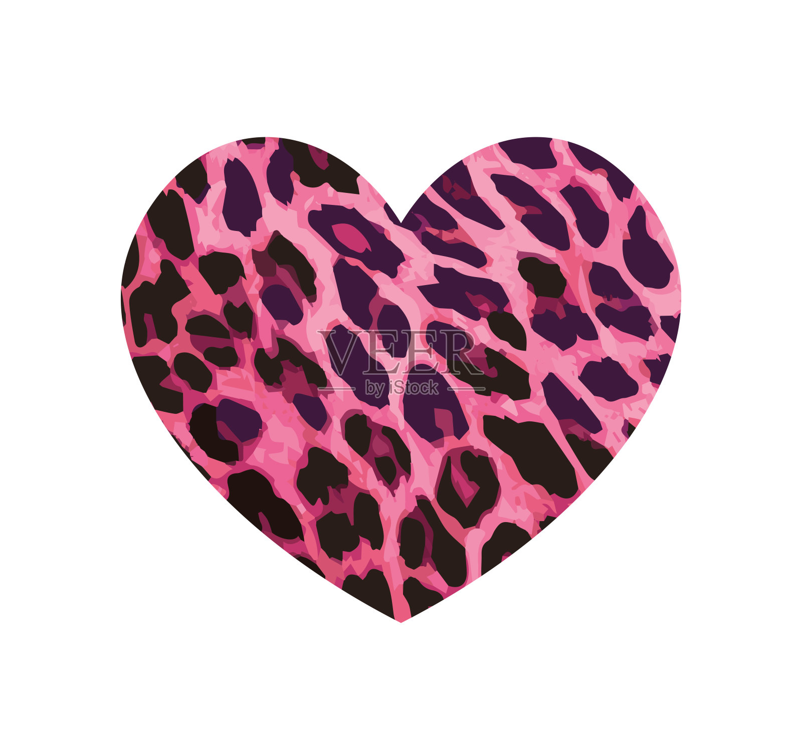 豹纹心形插画图片素材