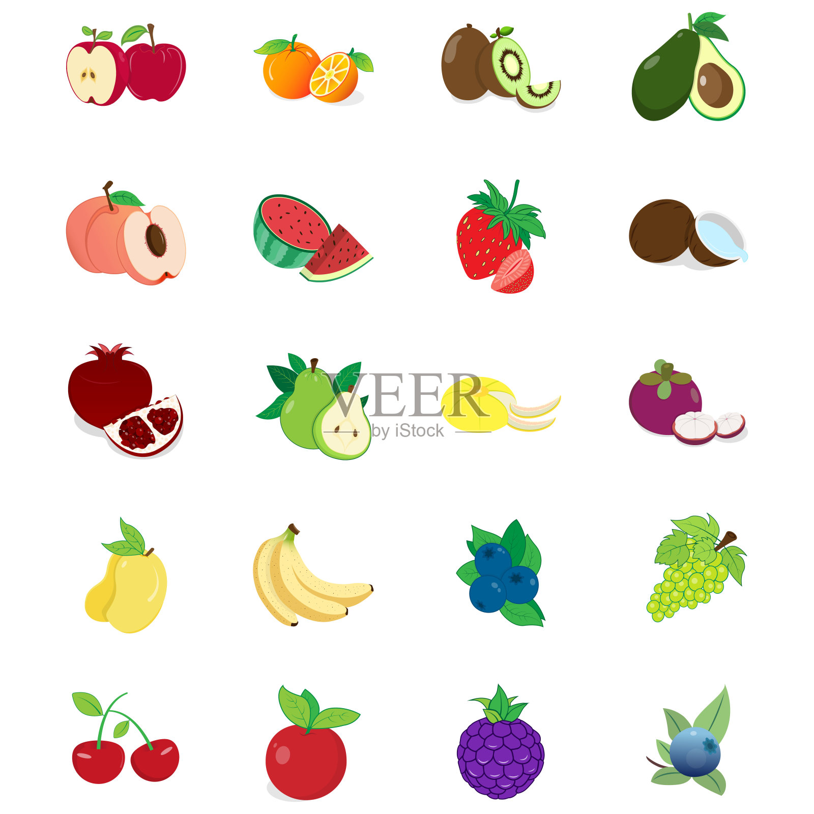 矢量集的水果和浆果插画图片素材