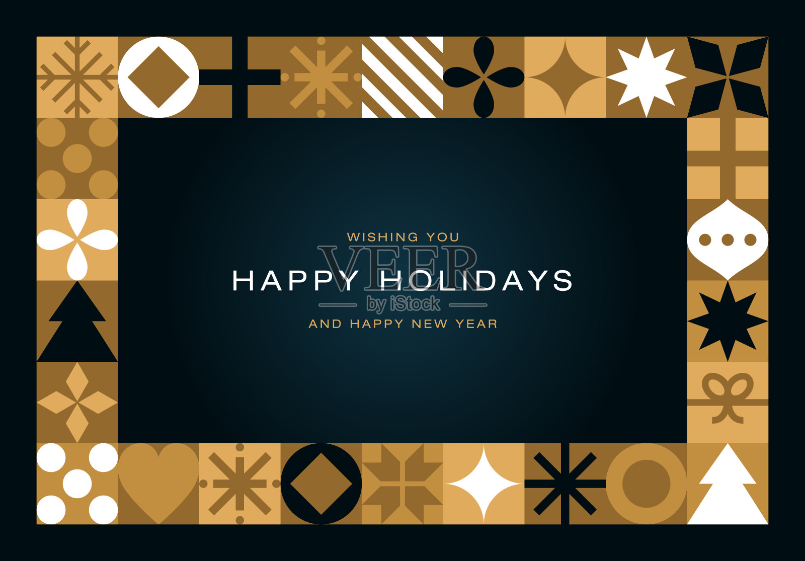 金色几何节日圣诞贺卡设计插画图片素材