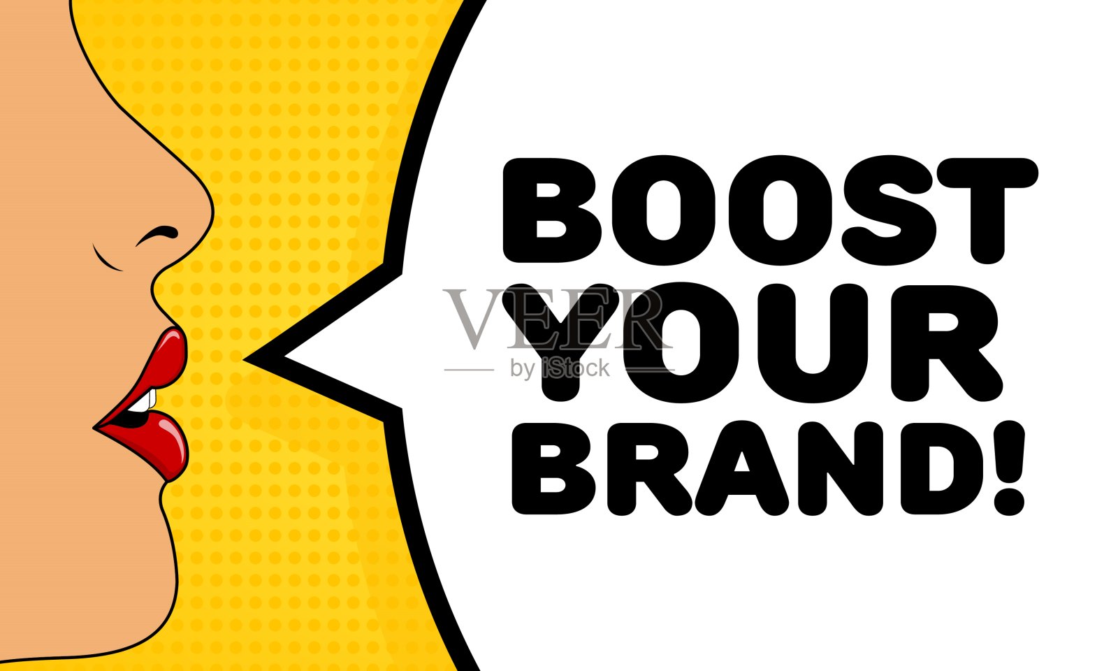 提升你的品牌标志。扁平，彩色，会说话的嘴唇，提升你的品牌标志。矢量图标插画图片素材