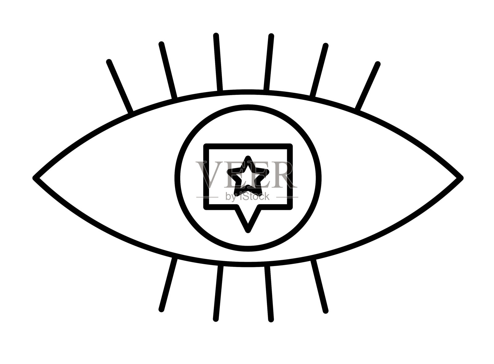 眼睛与信息图标，矢量最佳线图标。插画图片素材