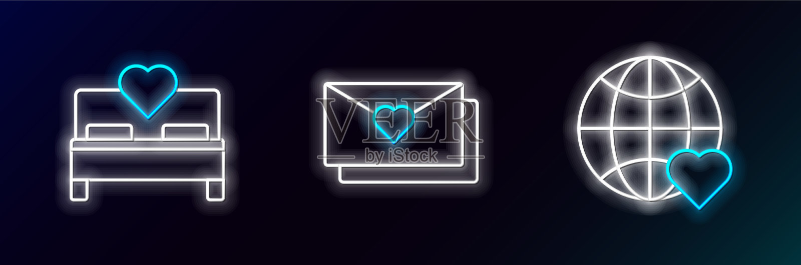 定下了心系世界爱的卧室和插画图片素材