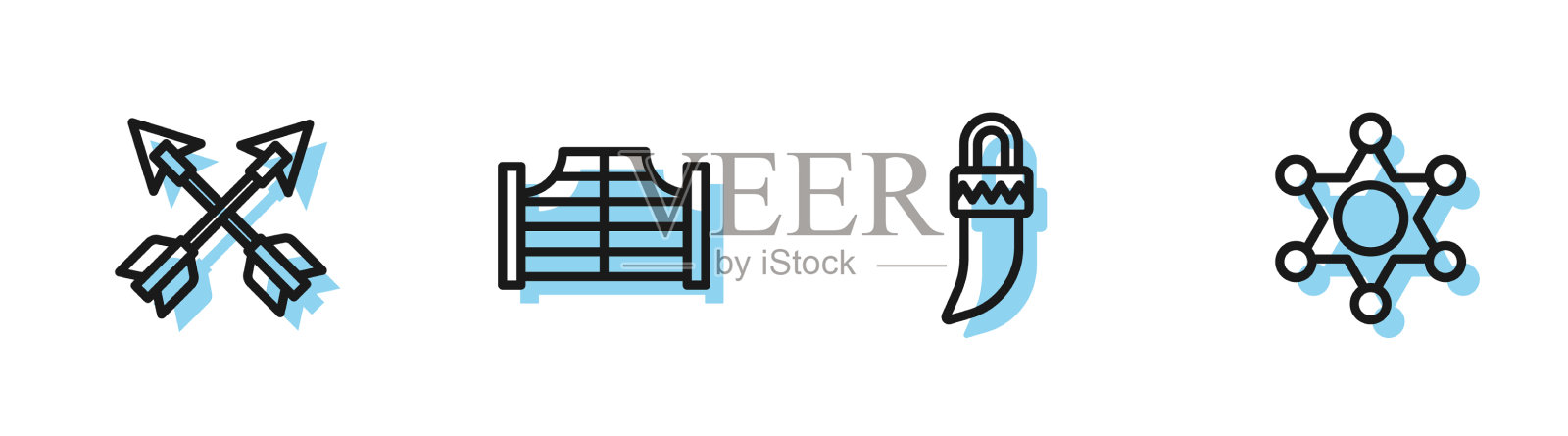 设置线齿交叉箭头客厅门和插画图片素材