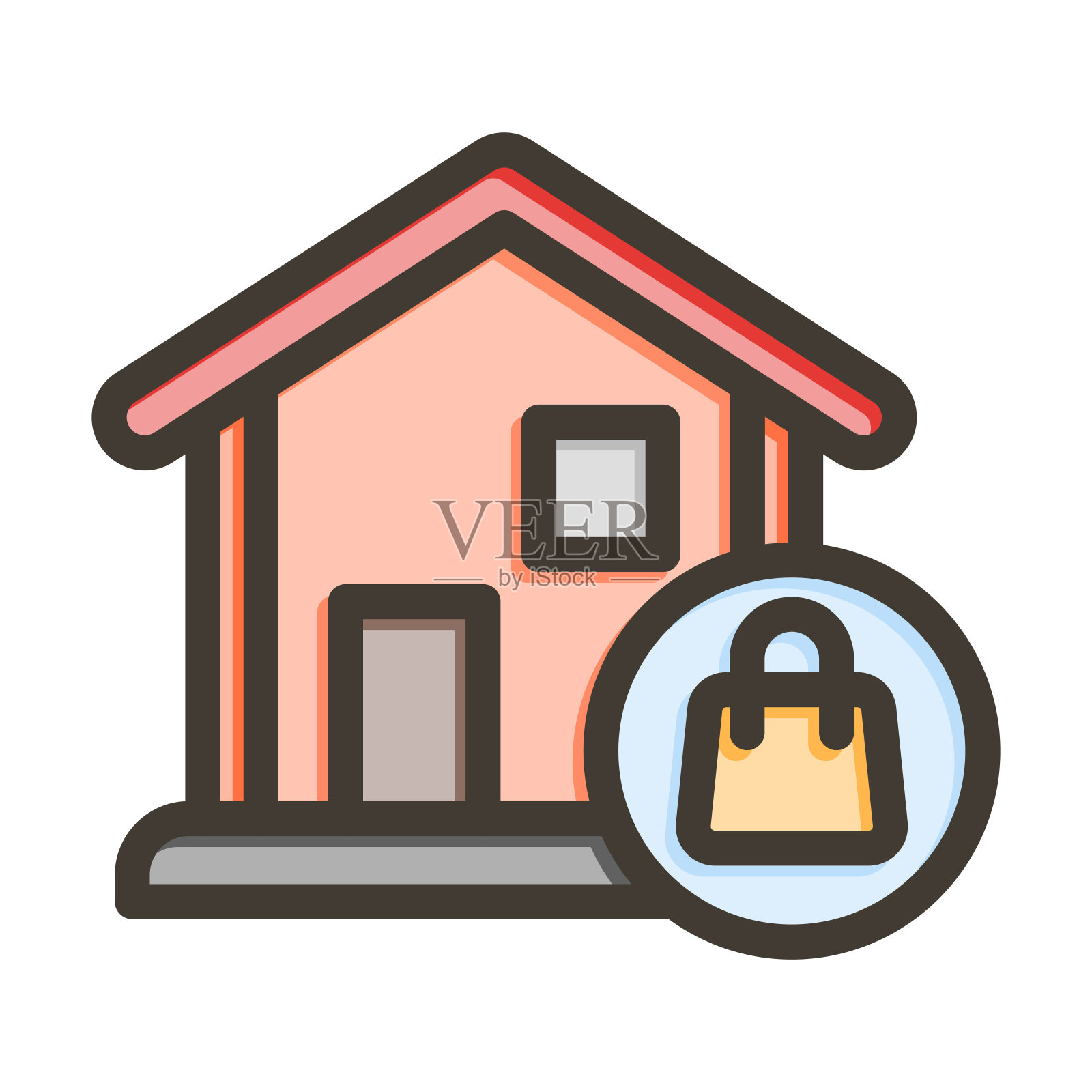 在线商店矢量粗线填充颜色图标为个人和商业用途。插画图片素材