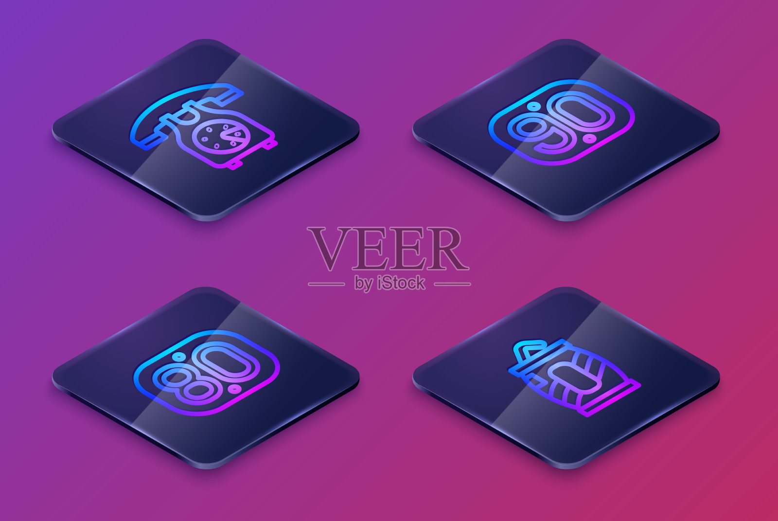 设置等距线电话听筒80年代复古插画图片素材