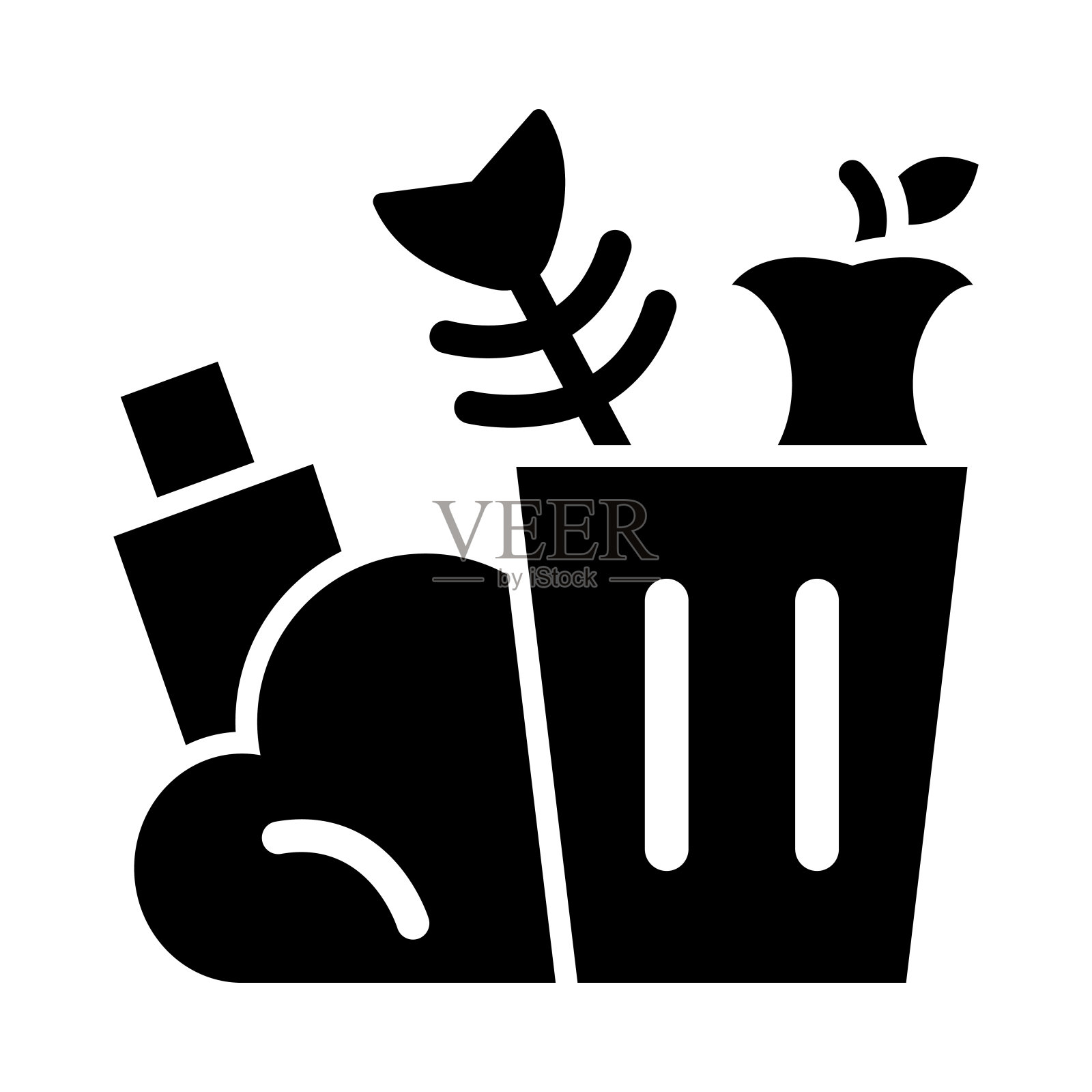 垃圾矢量字形图标为个人和商业用途。插画图片素材