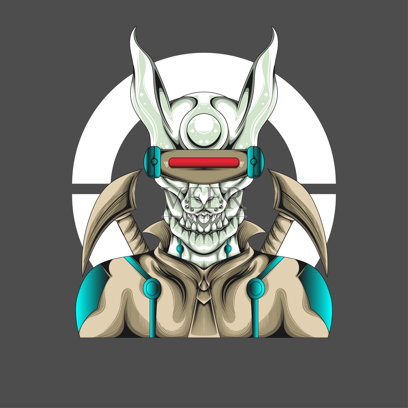 赛博朋克主题人物吉祥物标志设计插画图片素材