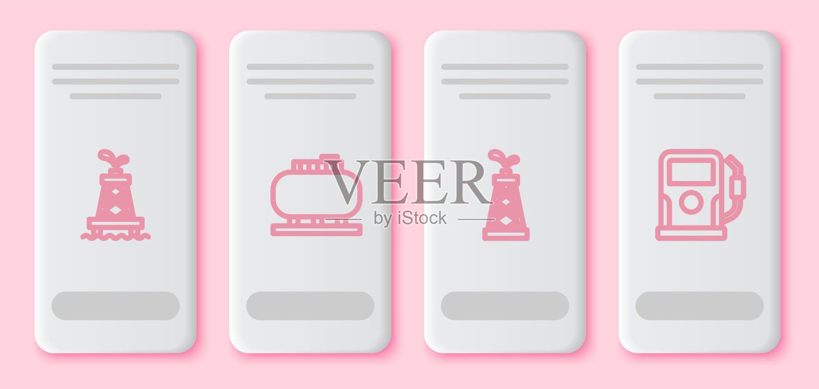 设置石油钻机储罐和汽油插画图片素材