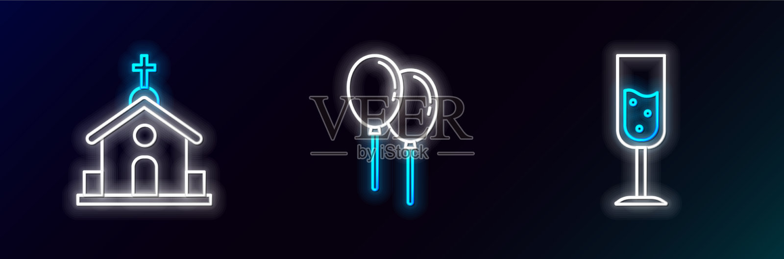 设行香槟杯教堂建筑和插画图片素材