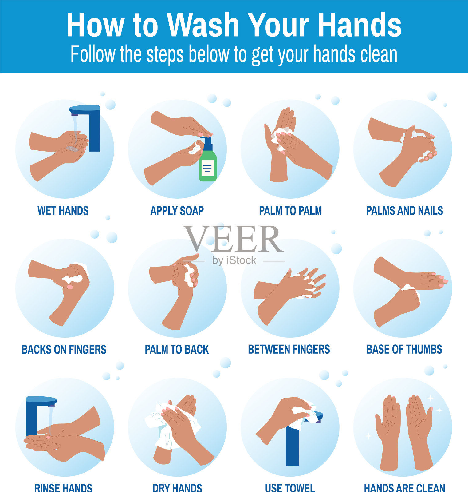 洗手平面信息图插画图片素材