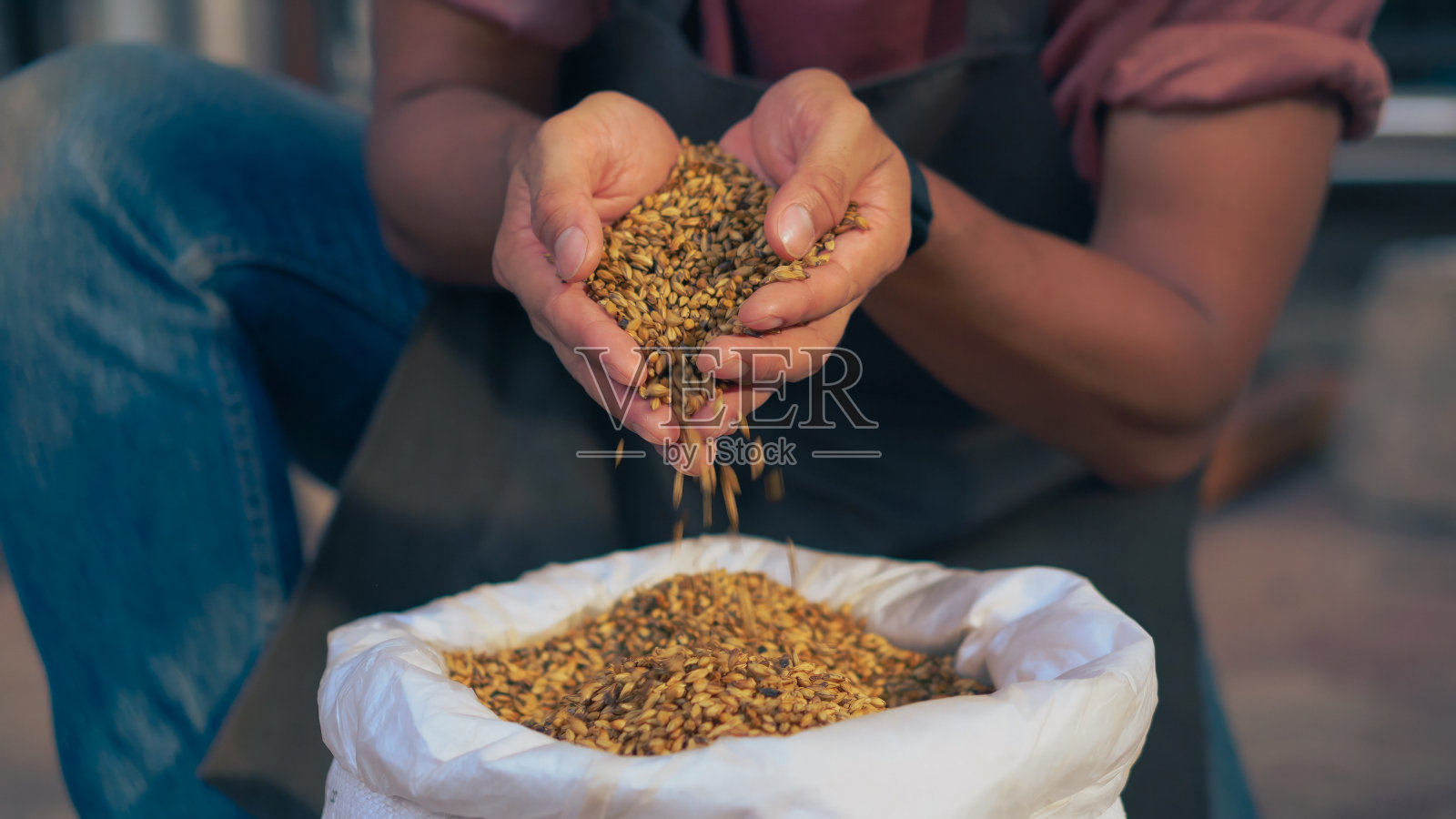 亚洲男性业主在精酿啤酒厂检查啤酒质量照片摄影图片