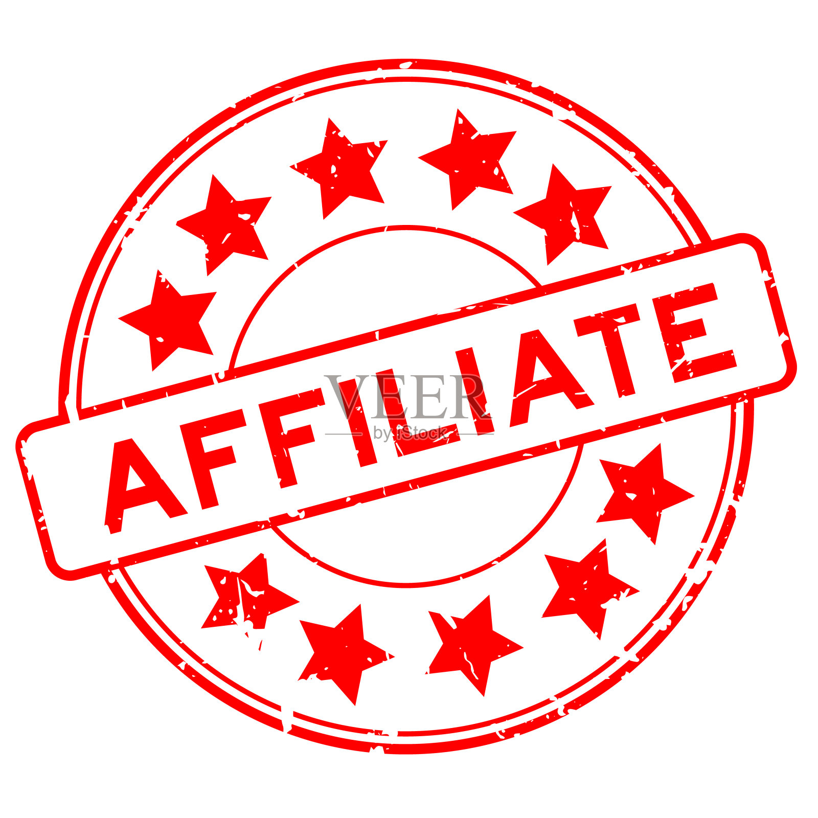 垃圾红色附属字圆橡胶印章在白色背景插画图片素材