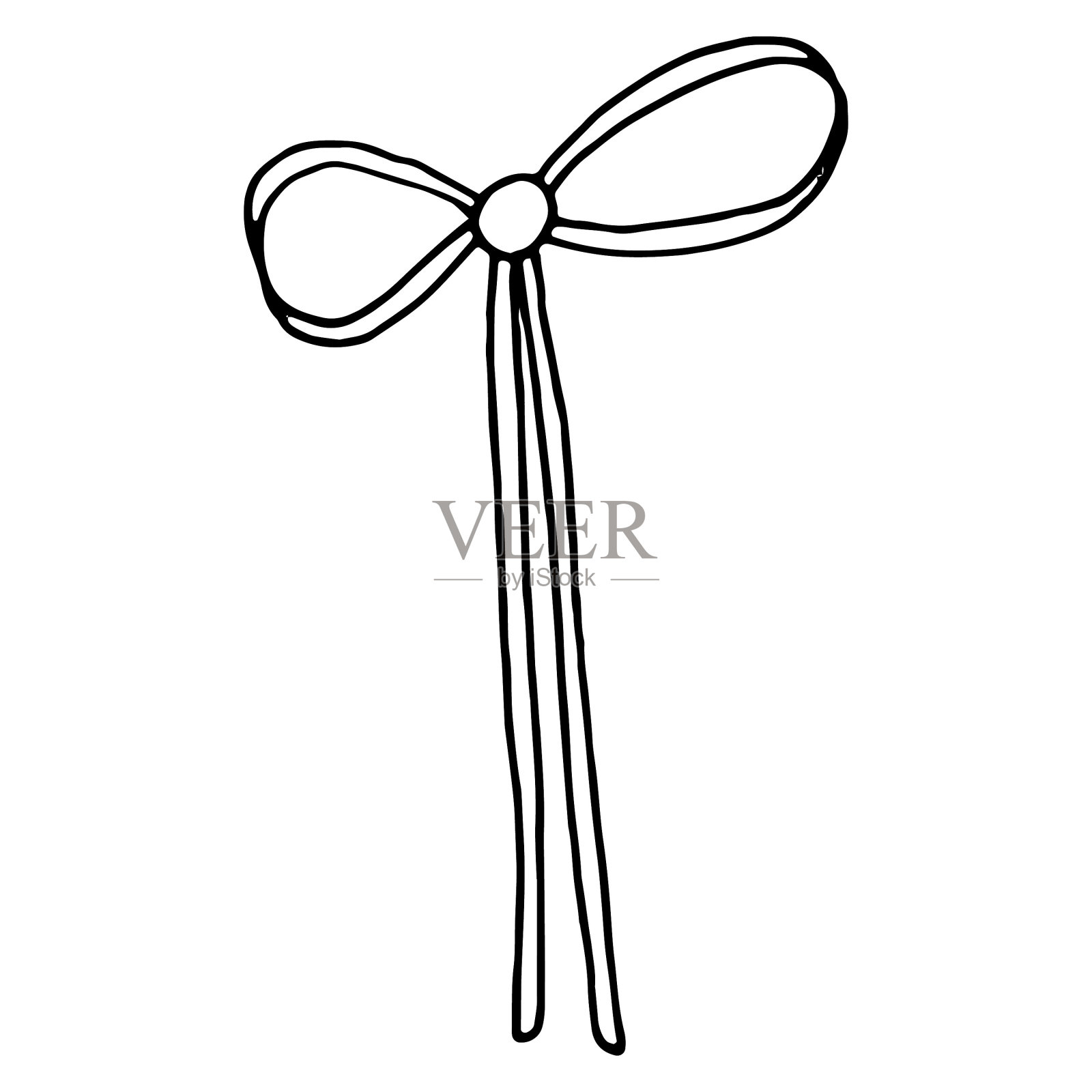 矢量弓直薄在涂鸦风格线性黑色孤立插画图片素材