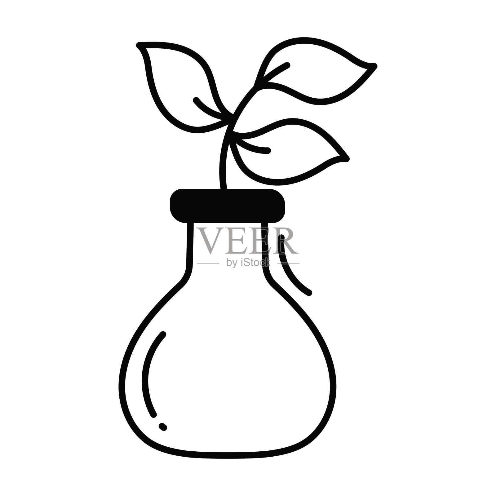 实验室烧瓶涂鸦图标设计插图。科技符号白底EPS 10文件插画图片素材