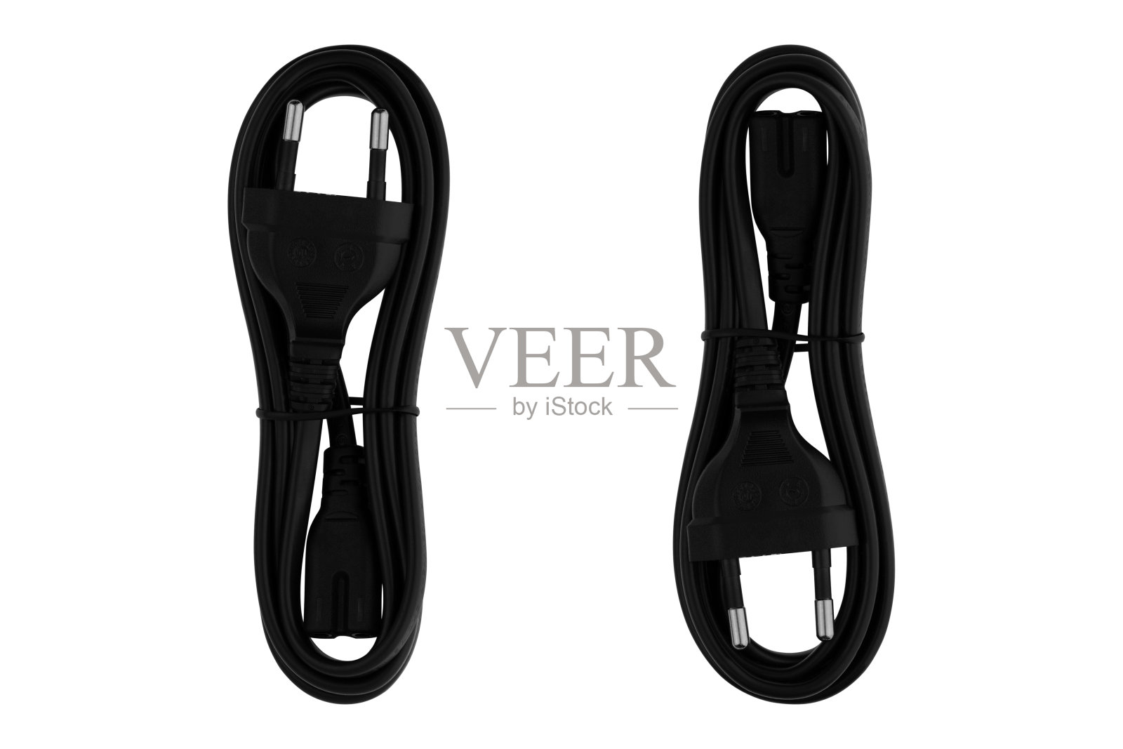 白色背景上的电子插头连接。照片摄影图片