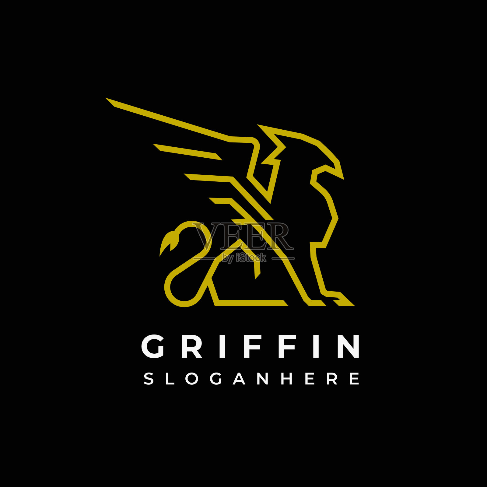 高级狮鹫神话标志插画图片素材